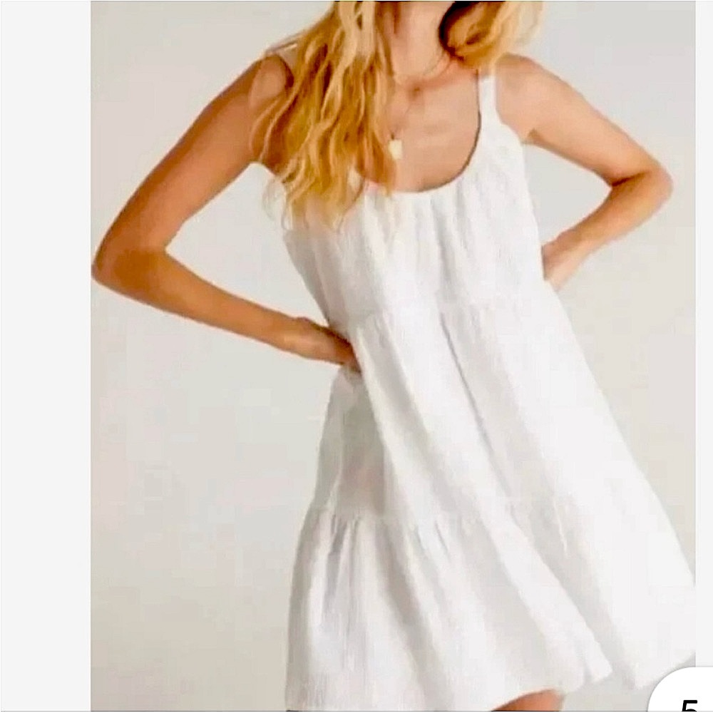 NWT Lucky Brand Women’s White Gauze Spaghetti Straps Flowy Summer Dress